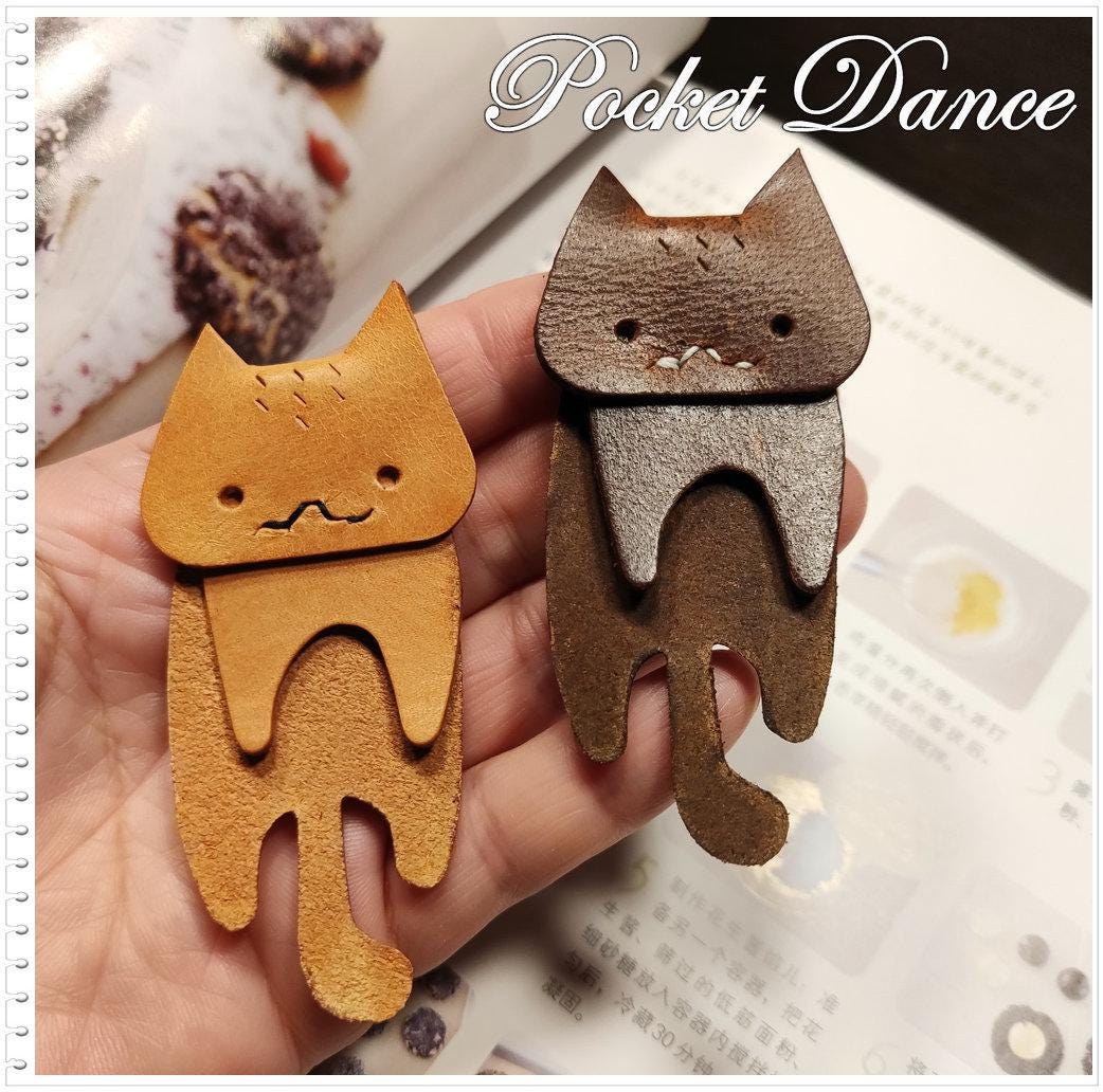 Handmade Leather Cat Bookmark, Corner Page Keeper
