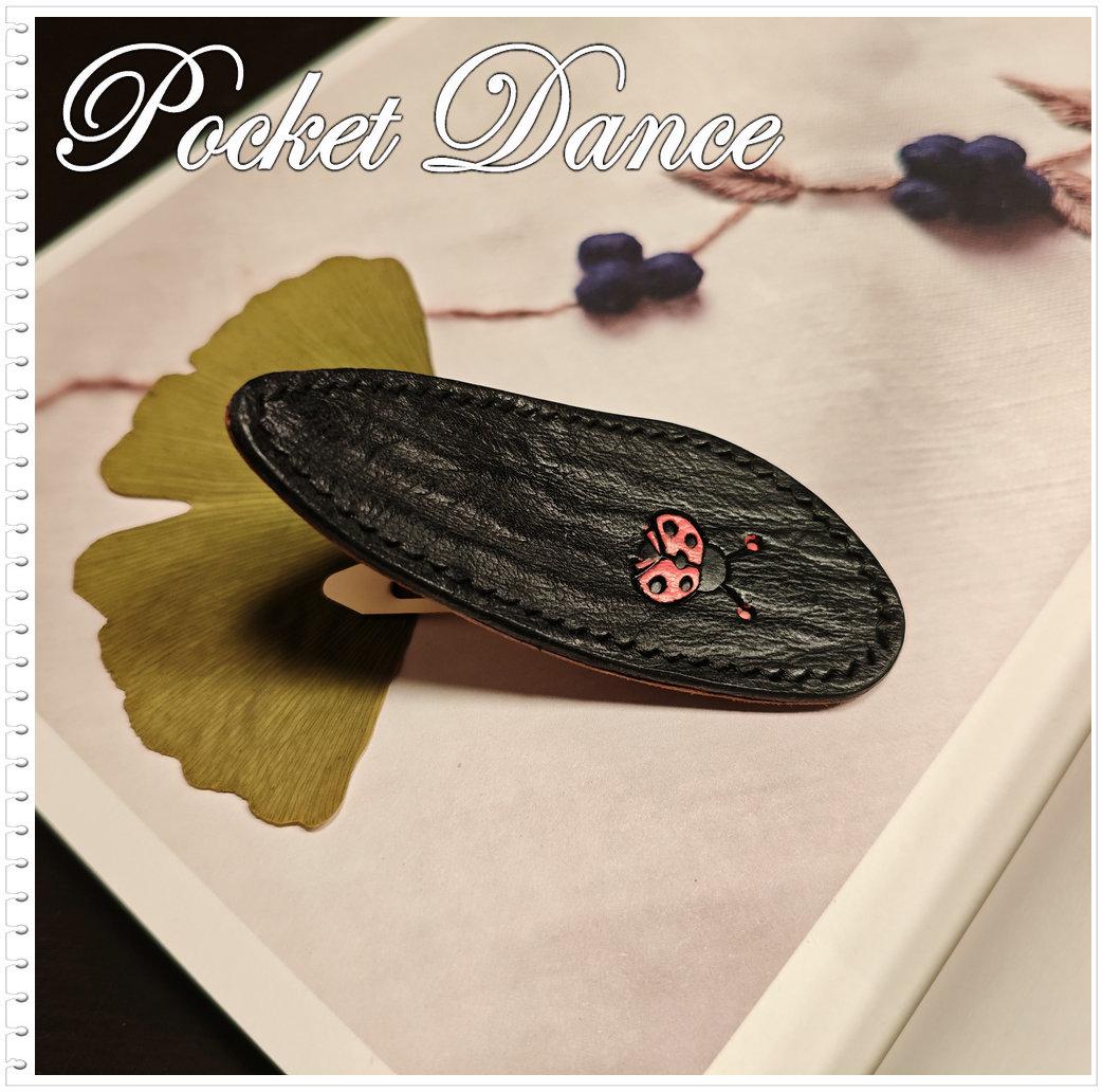 Handmade Leather Ladybug and Hummingbird Hair Clip: Black Red Hairclip Barrette, Daughter Gift