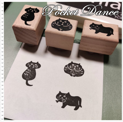 Black Cat Rubber Stamp Set, Kitty Stamps for Card Making
