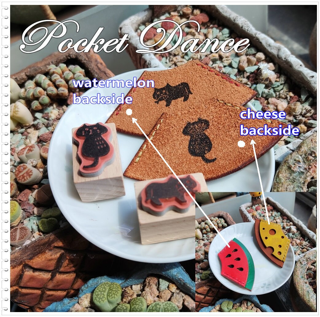 Handmade Leather Corner Bookmark: Cheese & Watermelon Design