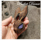 Handmade Leather Rabbit Brooch: Keychain or Keyring Option