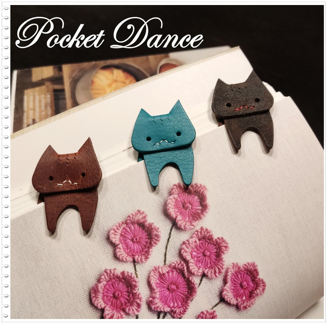 Leather Cat Bookmark Cute gifts for Kids Children Student Booklover Reader Graduation Cat lovers
