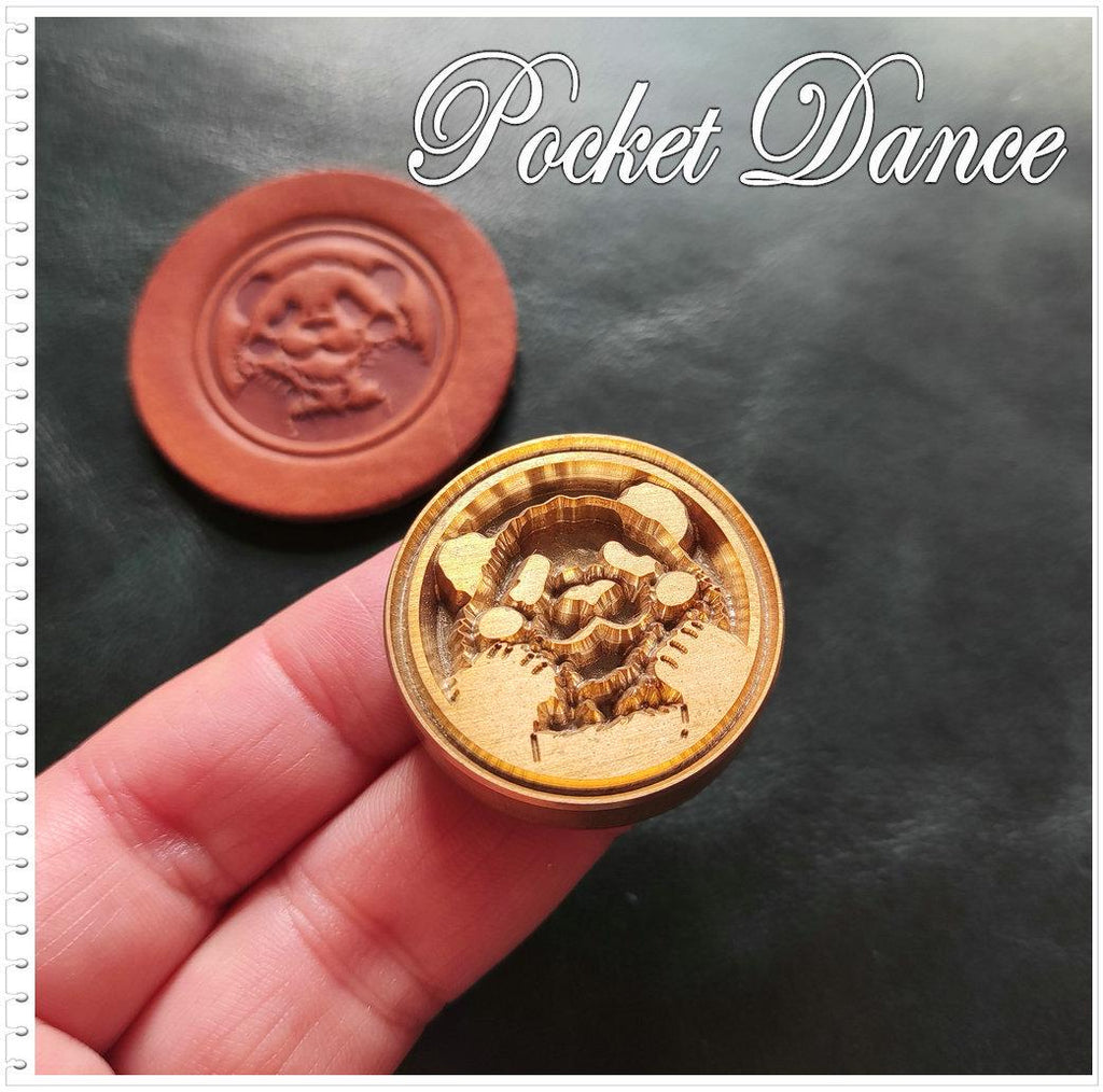 Cute Panda Brass Stamp for Leather & Wood, 3cm