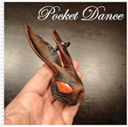 Handmade Leather Rabbit Keychain or Brooch: Brown Bunny Keyring with Red Stone Eyes