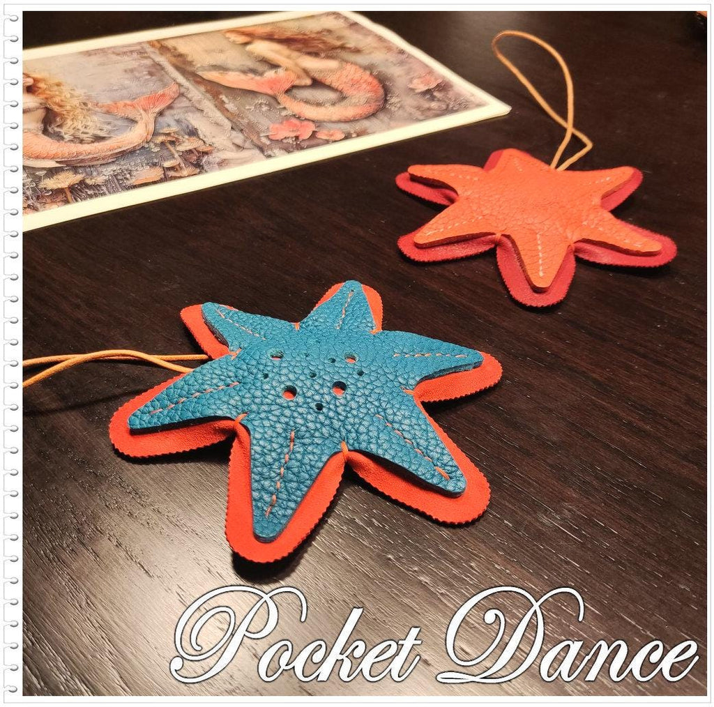 Handmade Leather Starfish Bag Charm: Ocean Sea Star Keychain