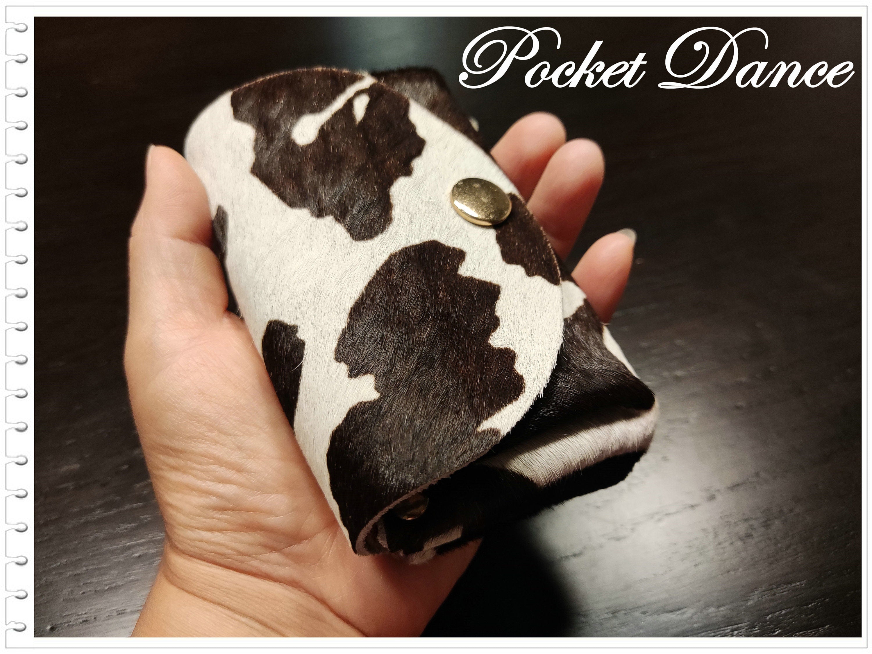 Handmade Cow Print Leather Coin Purse: Small Card Wallet