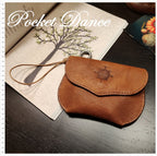 Handmade Leather Coin Purse: Compass Embossed Card Wallet