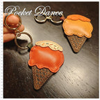 Leather Ice Cream Keychain: Handmade Bag Charm