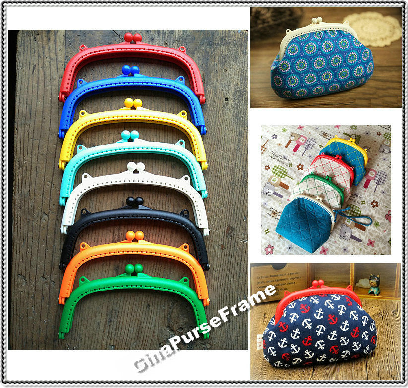 Candy Color Plastic Purse Frame Kiss Lock - 10 Pieces (6.3 inch)