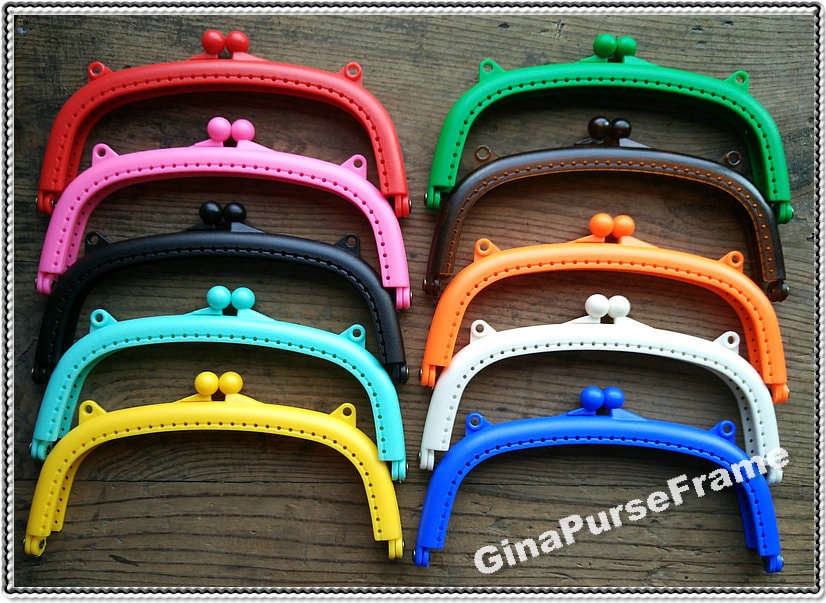 Candy Color Plastic Purse Frame Kiss Lock - 10 Pieces (6.3 inch)