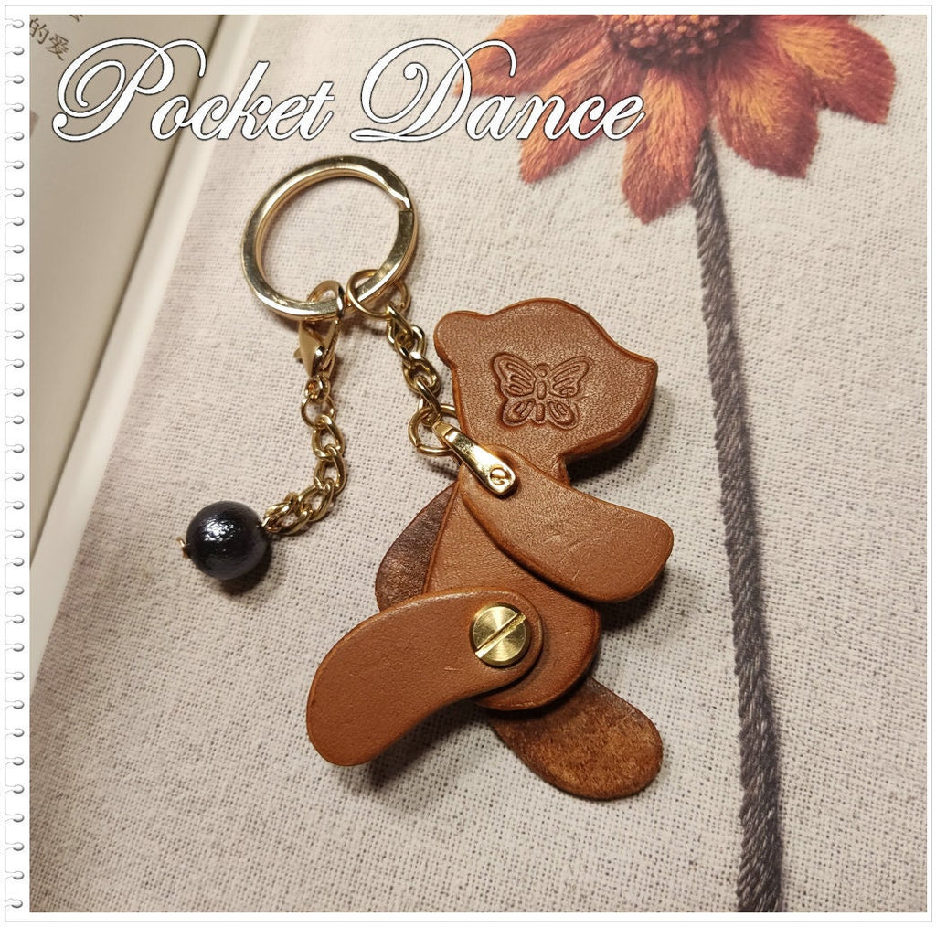 Handmade Leather Teddy Bear Keychain: Movable Limbs Charm