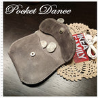 Handmade Gray Leather Coin Purse: Panda Card Wallet