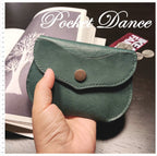 Handmade Green Leather Coin Purse: Embossed Whale Design
