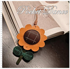 Leather Sunflower Bag Charm: Handmade Purse/Keychain Pendant
