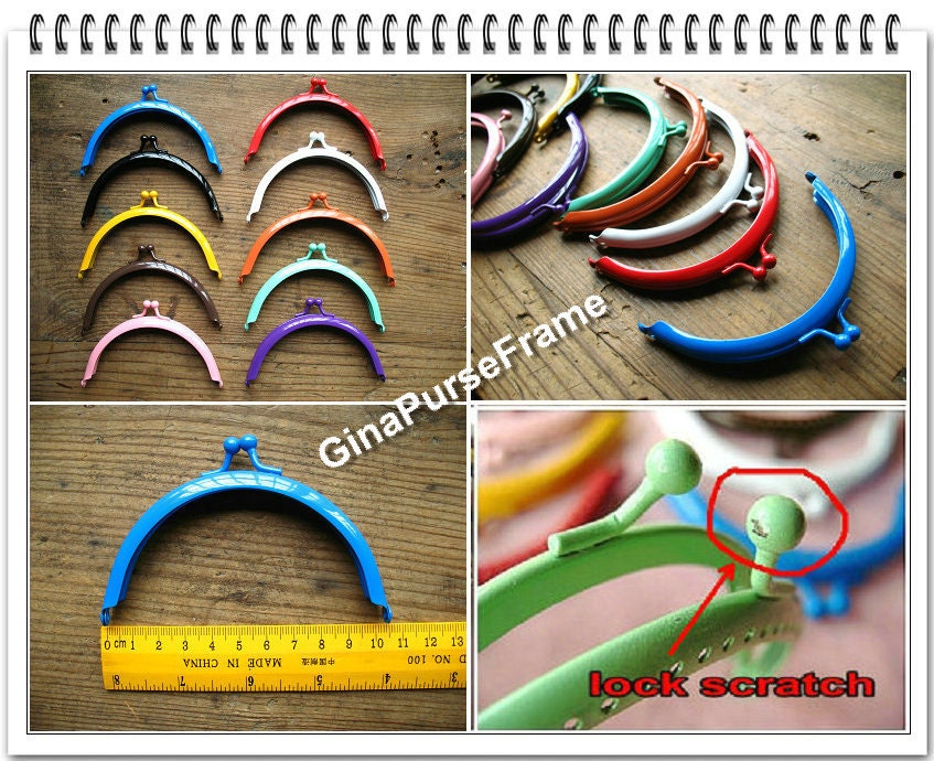 10pieces-10.5cm(4 inch) rainbow colors baking-varnish half circle metal bag purse frame (10colors)