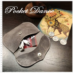 Handmade Gray Leather Coin Purse: Panda Card Wallet