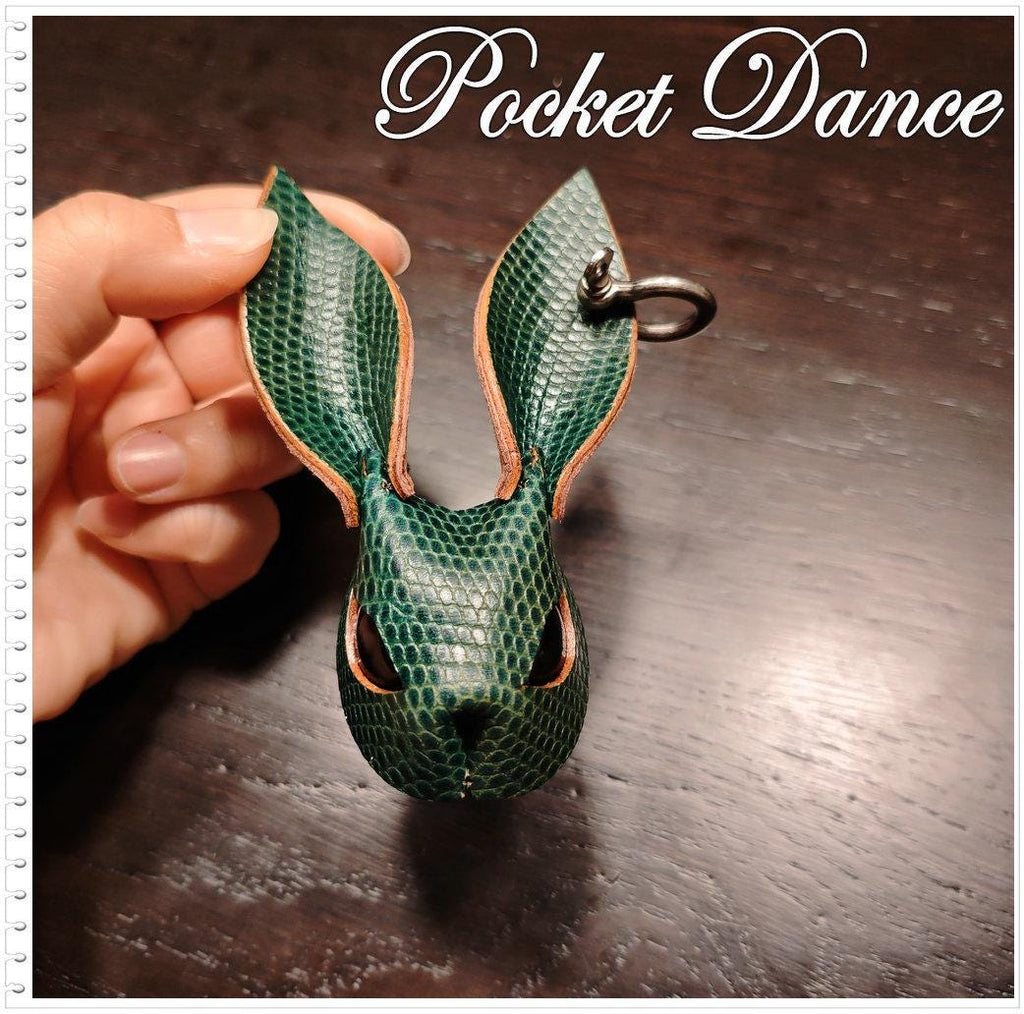 Leather Rabbit Keychain: black eyes