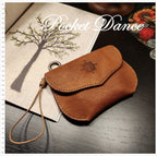 Handmade Leather Coin Purse: Compass Embossed Card Wallet