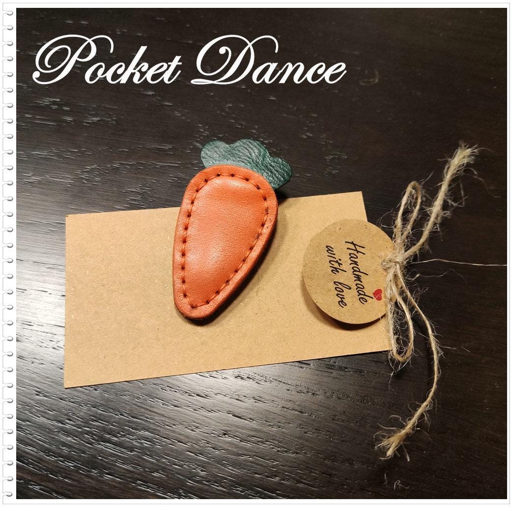 Handmade Leather Carrot Hair Clip, Vegetable Barrette
