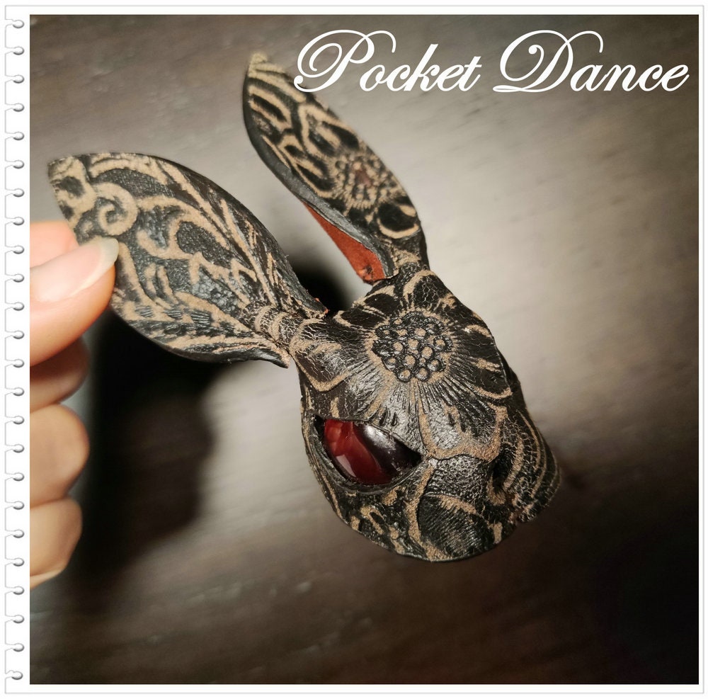 Handmade Leather Rabbit Brooch: Unique Bunny Pin Keychain Charm