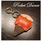 Leather Ice Cream Keychain: Handmade Bag Charm
