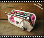 Peony & Hummingbird Kiss Lock Coin Purse: Handmade Clutch Wallet