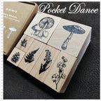 Plant Rubber Stamp Set: Mushroom, Bluebells, Pinenut - Scrapbook Supply