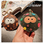 Handmade Leather Chocolate Cookie Keychain, Cute Bag Charm