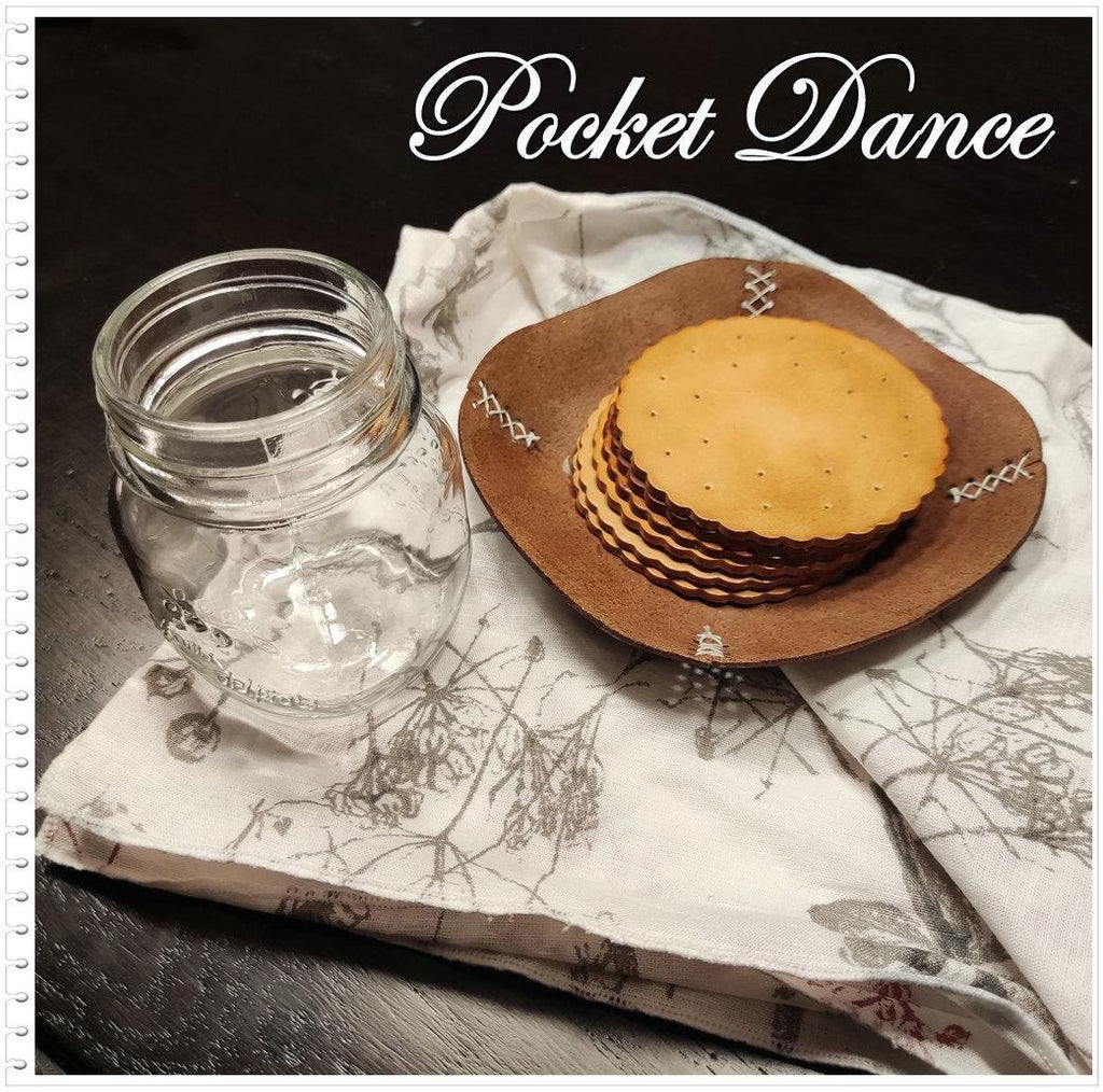 Handmade Leather Cookie Coaster Set, Unique Coffee Lover Gift