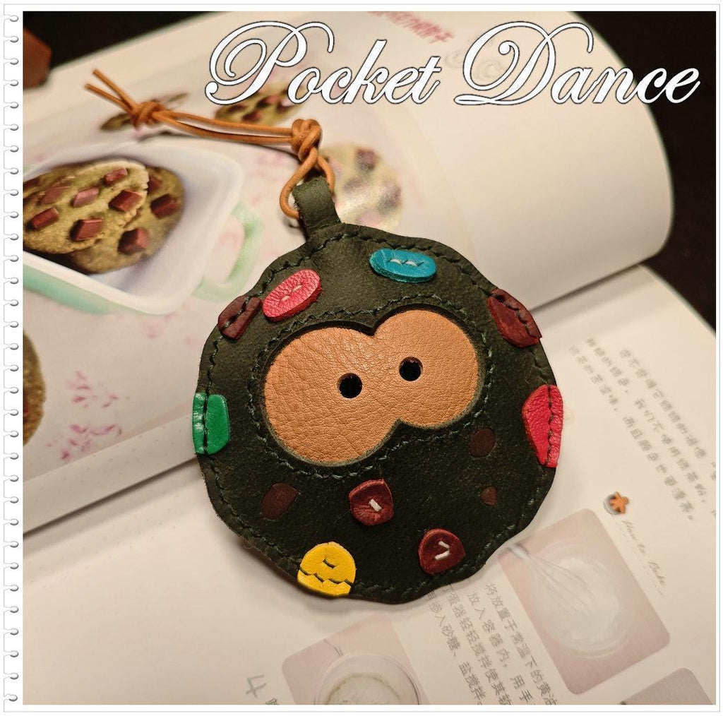 Handmade Leather Chocolate Cookie Keychain, Cute Bag Charm