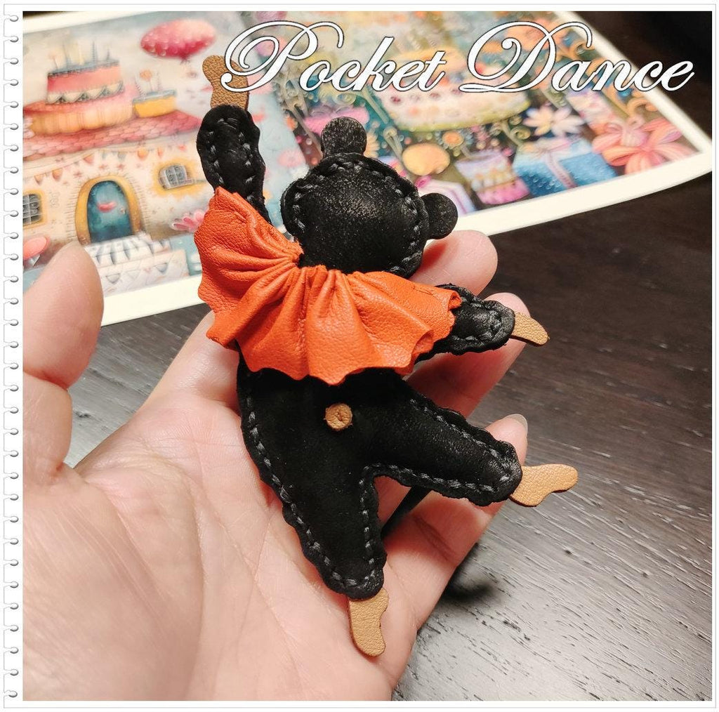 Handmade Leather Dancing Bear Charm: Nutcracker Ballet Gift