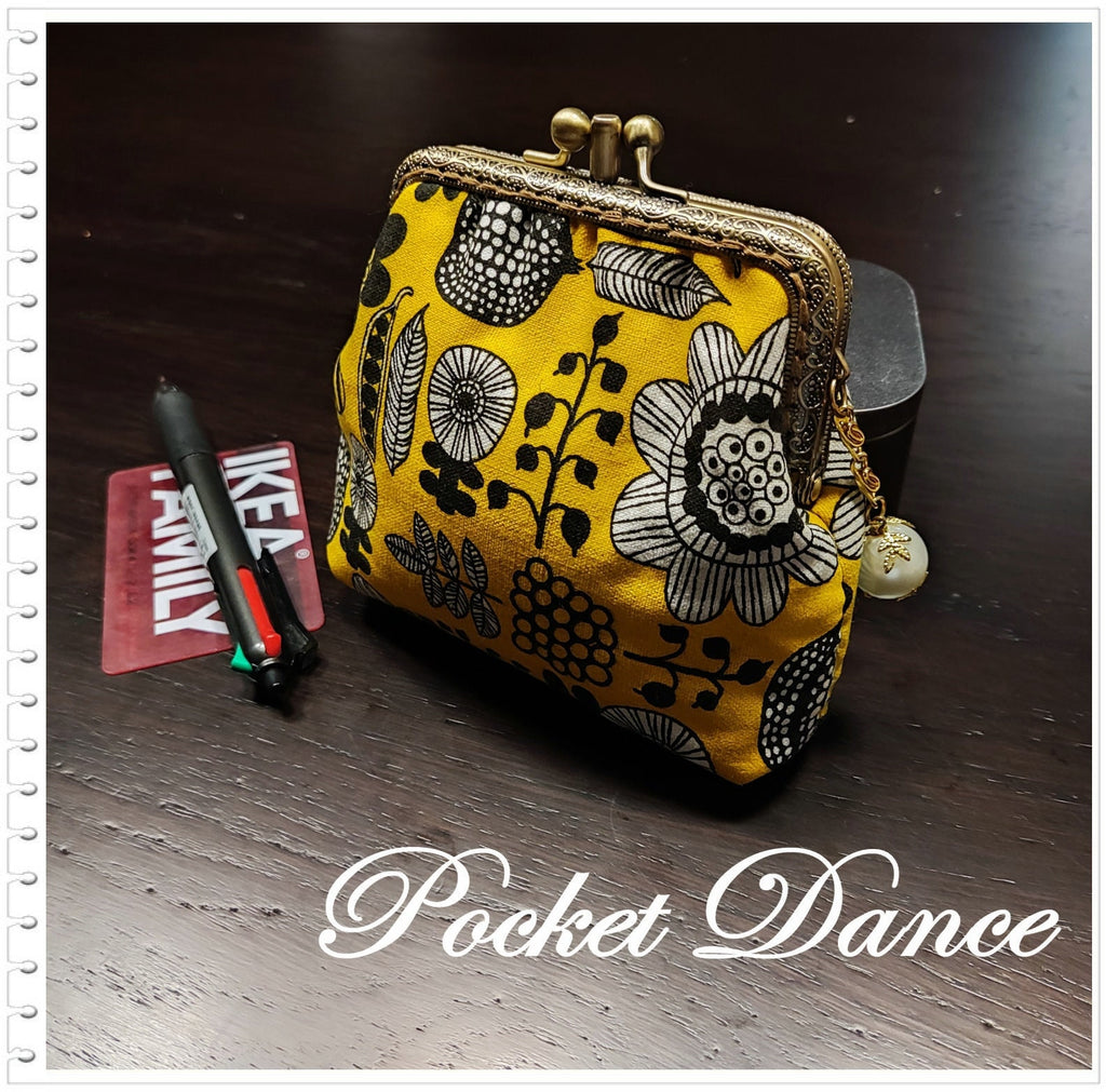 Handmade Floral Kiss Lock Coin Purse: Yellow Wallet Clutch