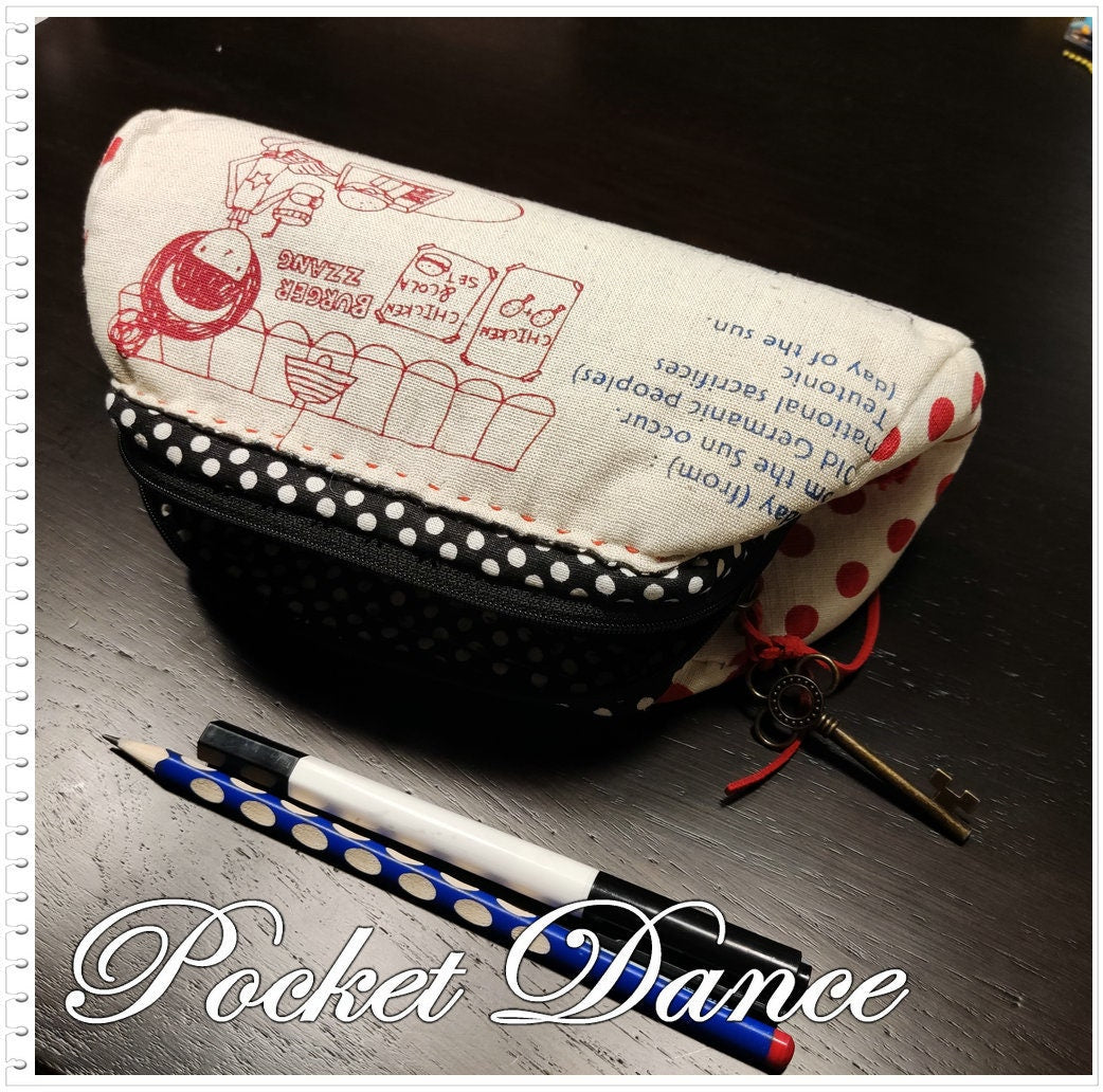 Handmade red dots girl Coin purse, pencil pouch, metal frame wallet clutch, zipper handmade purse bag by fabrics