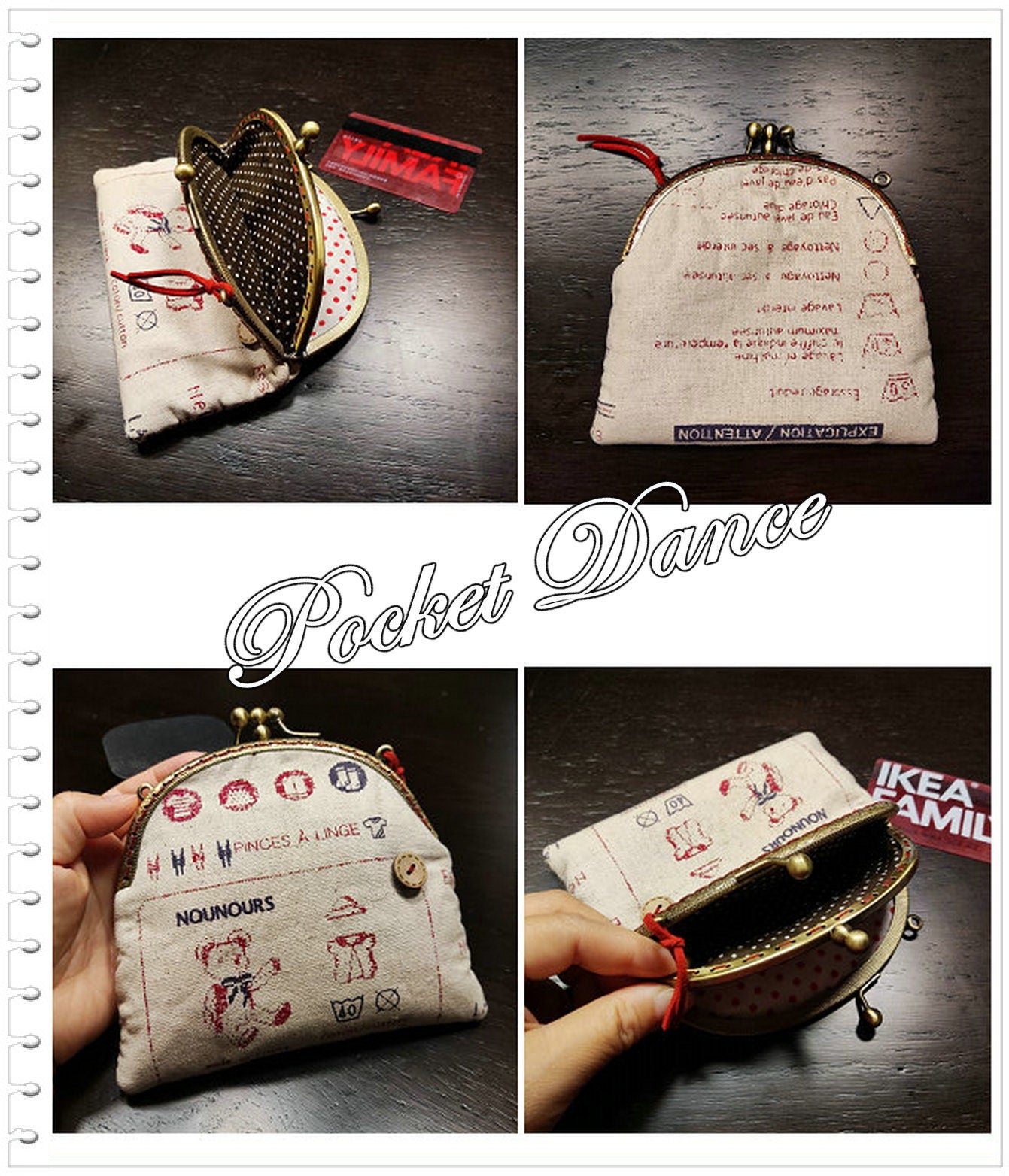 Handmade Little Bear Kiss Lock Coin Purse: Two Compartment Clutch