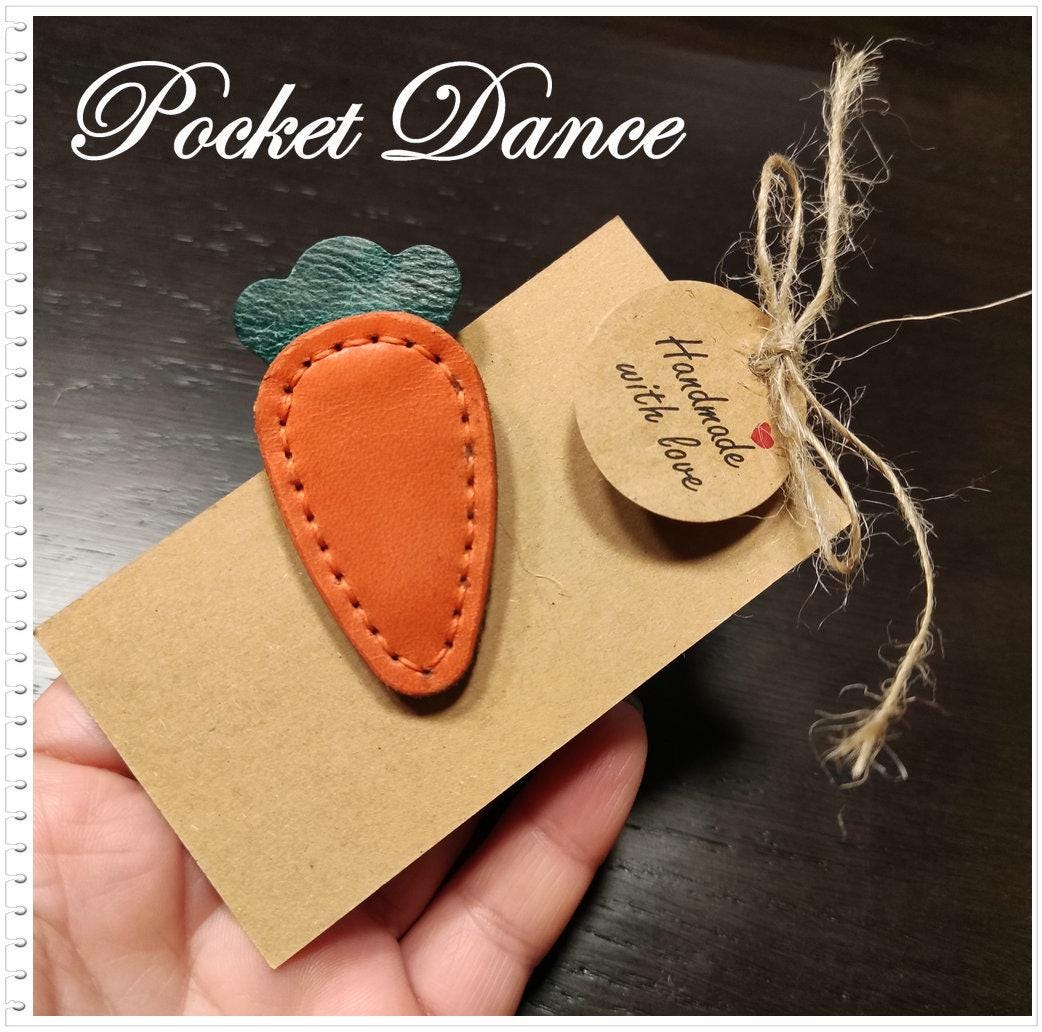 Handmade Leather Carrot Hair Clip, Vegetable Barrette