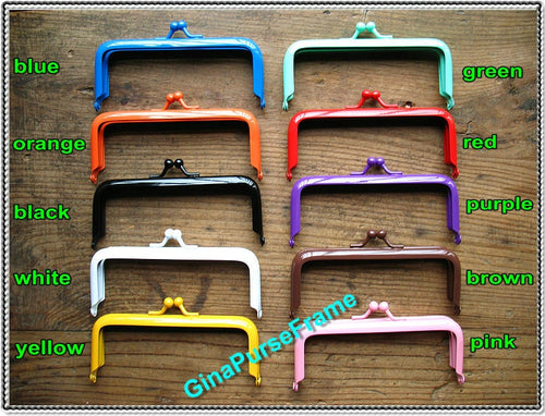 8pieces-10.5cm(4 inch) rainbow colors baking-varnish rectangle metal bag frame purse frame (8colors)