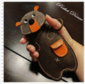 Handmade Leather Bear Coin Purse: Kids Pencil Case, Small Wallet
