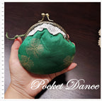 Handmade Lucky Clover Coin Purse: Green Kiss Lock Clutch