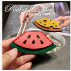 Handmade Leather Corner Bookmark: Cheese & Watermelon Design