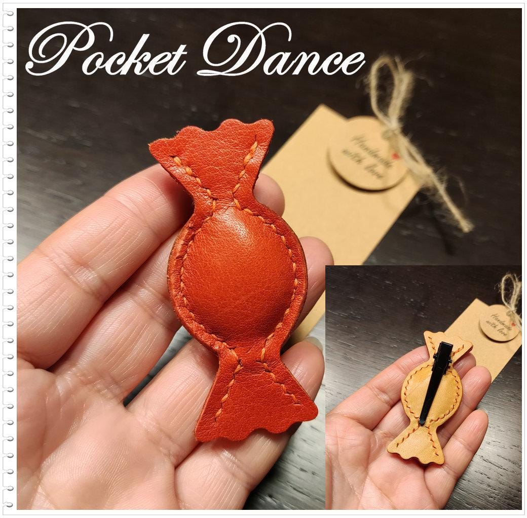 Leather Candy Hair Clip: Handmade Bonbon Barrette, Colorful Hair Accessories