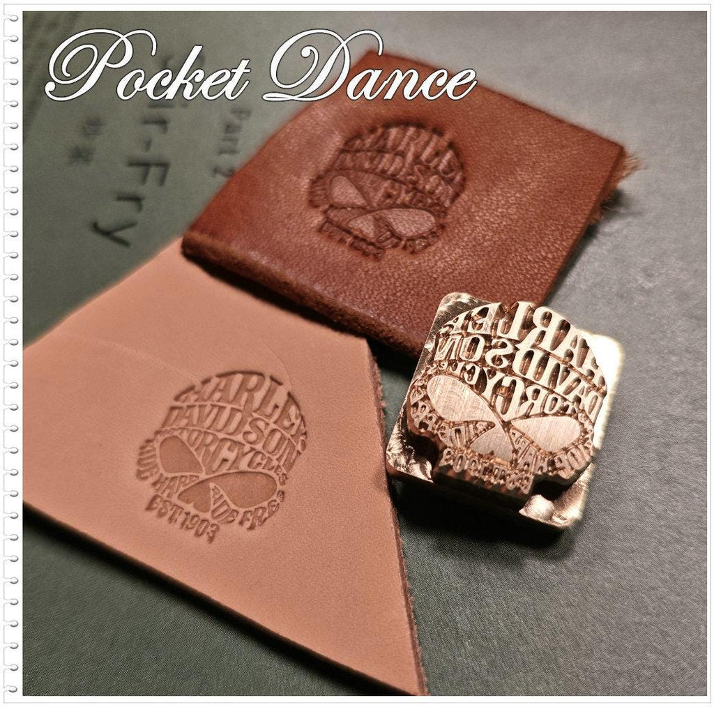 Harley Skull Symbol Brass Stamp: Leather & Wood Emboss 2cm