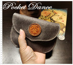 Handmade Gray Leather Coin Purse: Panda Card Wallet