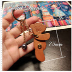 Handmade Leather Teddy Bear Keychain: Movable Limbs Charm