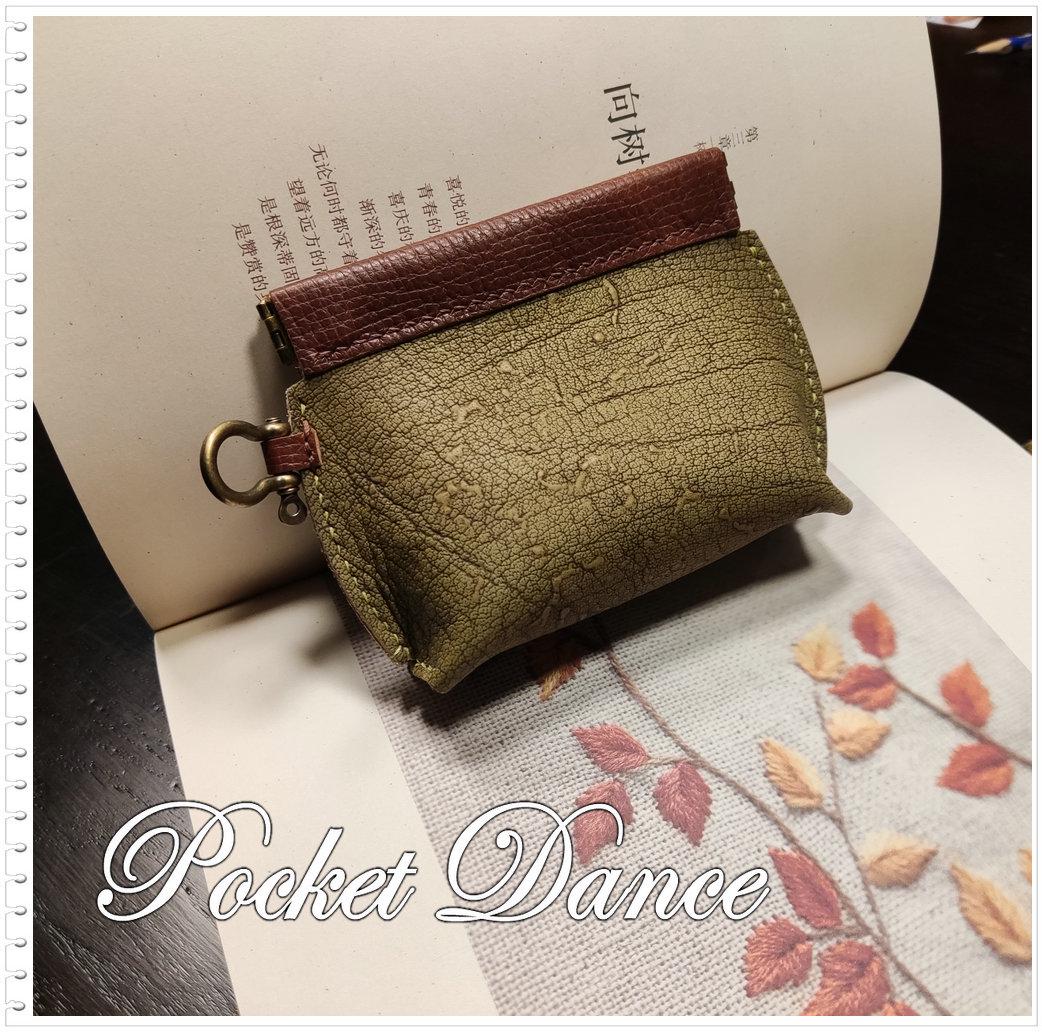 Green Leather Squeeze Coin Purse: Handmade Flex Frame Change Pouch