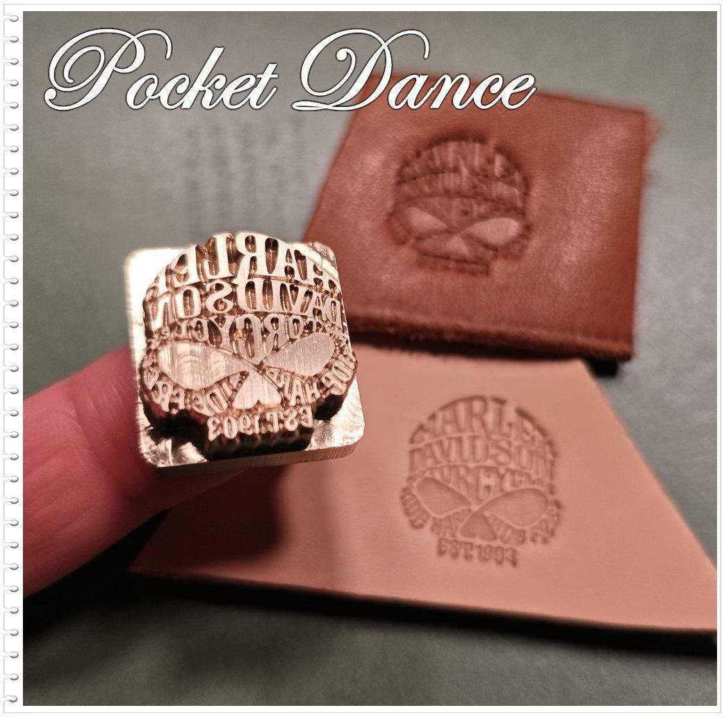 Harley Skull Symbol Brass Stamp: Leather & Wood Emboss 2cm