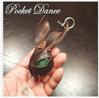 Handmade Leather Rabbit Keychain with Green Stone Eye