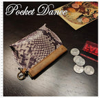 Handmade Leather Squeeze Coin Purse: Snake Pattern Flex Frame