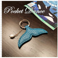 Ocean Blue Leather Mermaid Tail Keychain: Pearl Keyring Charm