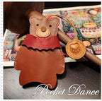 Leather teddy bear key bag, bear key holder, leather bear keychain, key leather cover case cute, cute bag charms Kids Gifts