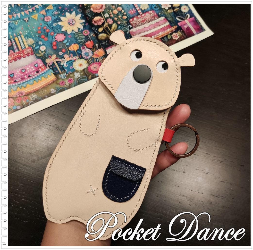 Leather Bear Coin Purse: Vegetable Tanned Leather Pencil Case